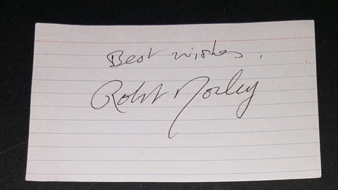 ACTOR ROBERT MORLEY HAND SIGNED INDEX CARD D.1992