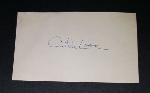 "GENTLEMAN PREFER BLONDES' WRITER ANITA LOOS HAND SIGNED INDEX CARD D.1981