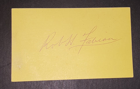 ENGLISH WRITER POLICE OFFICE TV PERSONALITY ROBERT FABIAN HAND SIGNED CARD D.1978