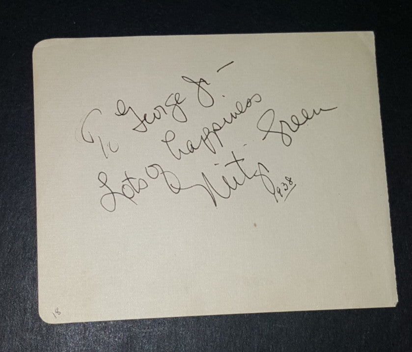 RARE CHILD ACTRESS MITZI GREEN (D.1969) HAND SIGNED PAGE