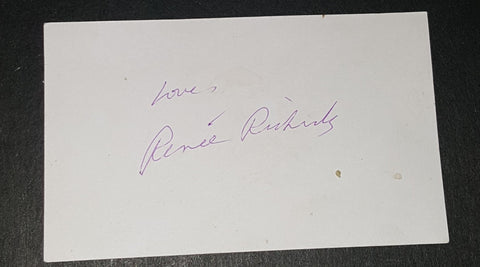 TRANSGENDER TENNIS PLAYER RENEE RICHARDS HAND SIGNED CARD