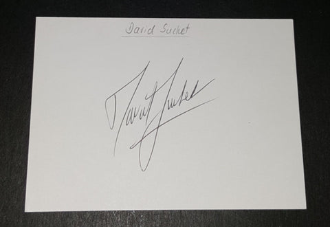 ENGLISH ACTOR DAVID SUCHET (HERCULE POIROT) HAND SIGNED INDEX CARD