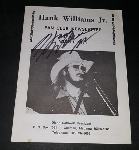 COUNTRY MUSIC GREAT HANK WILLIAMS JR HAND SIGNED 1984 FAN CLUB NEWSLETTER BOOKLET