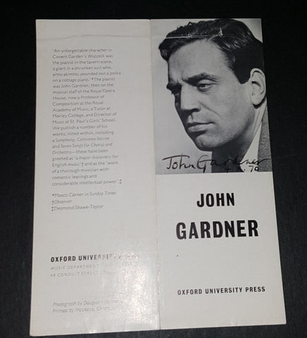 ENGLISH COMPOSER PIANIST JOHN GARDNER HAND SIGNED 1970 PAMPHLET D.2011