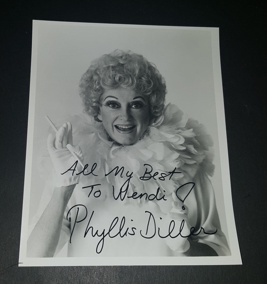 LEGENDARY COMEDIENNE PHYLLIS DILLER HAND SIGNED 8X10" VINTAGE PHOTO D.2014