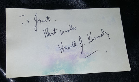 CHARACTER ACTOR HAROLD J KENNEDY HAND SIGNED CARD D.1988