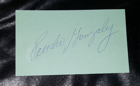 TENNIS LEGEND PANCHO GONZALES HAND SIGNED CARD D.1995
