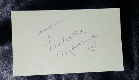 ITALIAN ACTRESS GIULIETTA MASINA HAND SIGNED CARD D.1994