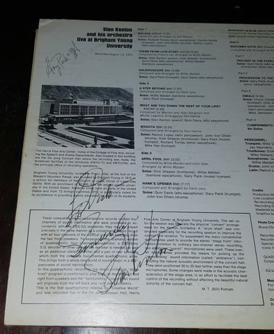 STAN KENTON D.1979 AND TRUMPET PLAYER GARY PACK DUAL SIGNED VINTAGE ALBUM
