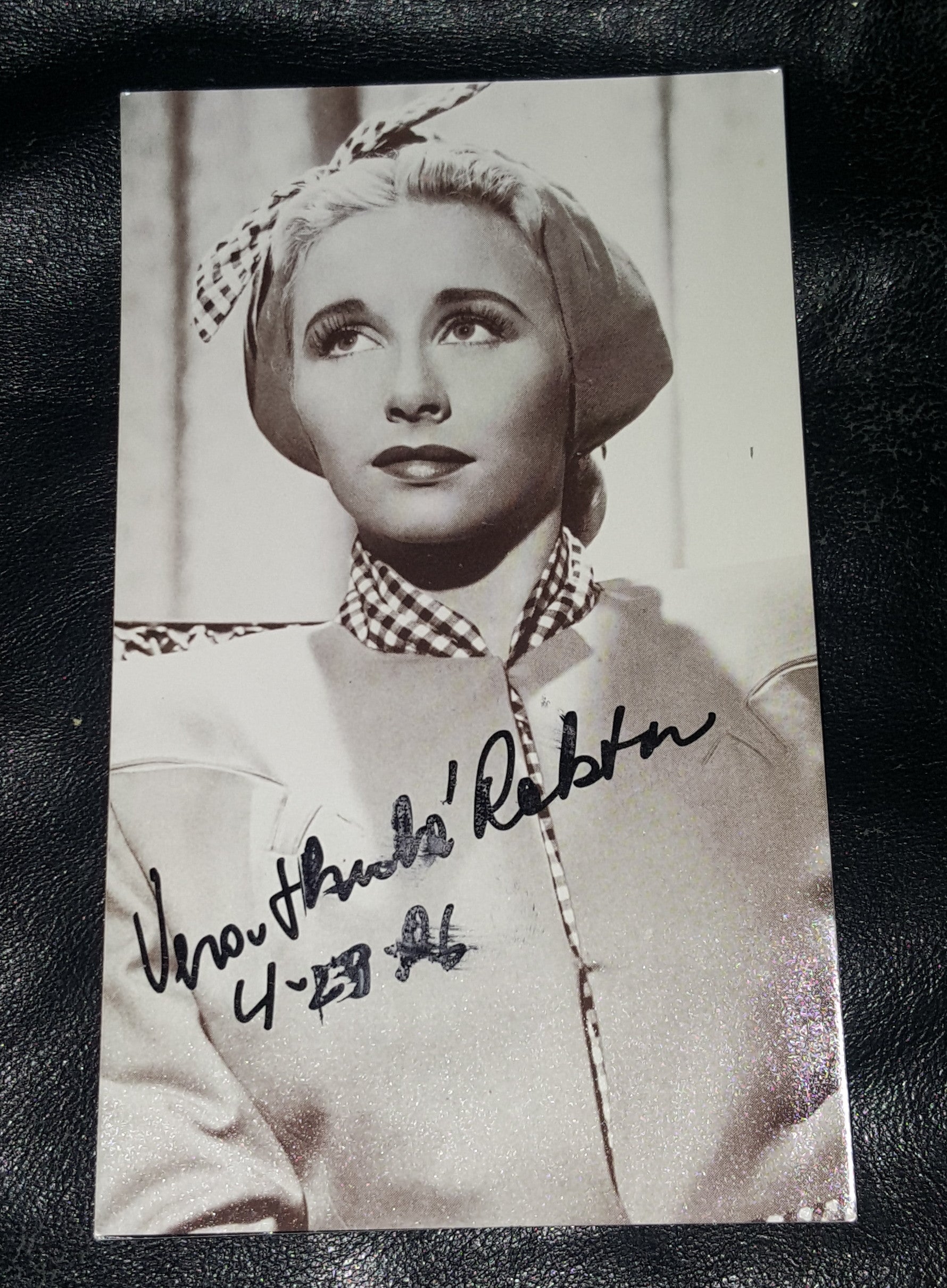 VINTAGE ACTRESS FIGURE SKATER VERA RHALSTON HAND SIGNED 3.5X6" PHOTO D.2003