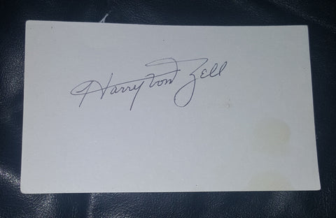 ACTOR RADIO ANNOUNCER HARRY VON ZELL HAND SIGNED CARD D.1981