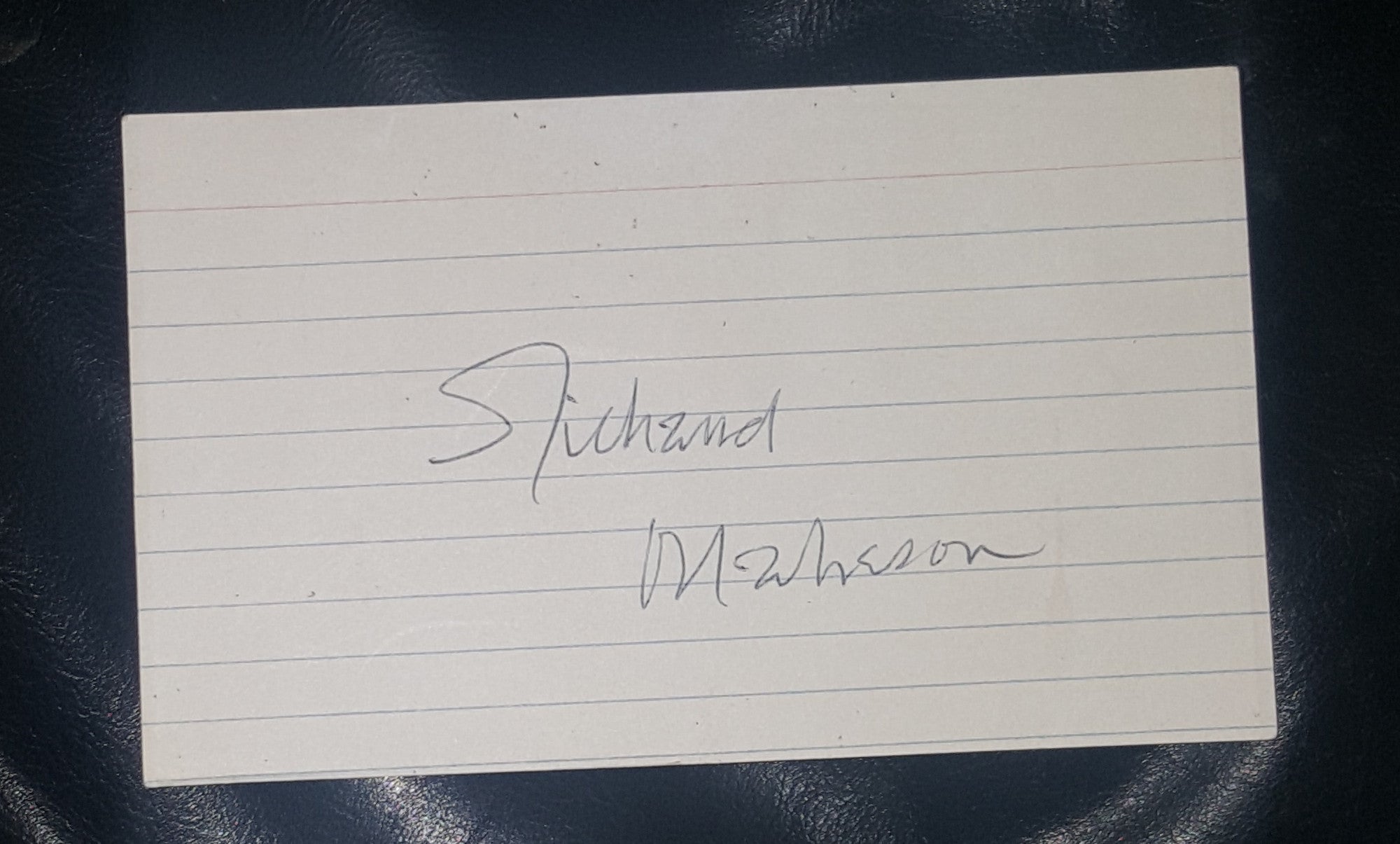 SCI FI FANTASY AUTHOR SCREENWRITER LEGEND RICHARD MATHESON HAND SIGNED INDEX CARD D.2013