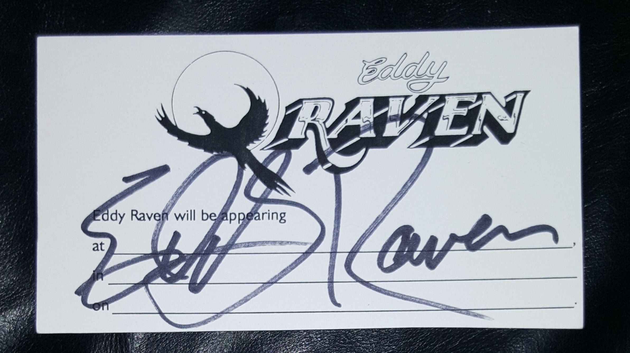 COUNTRY ROCK STAR EDDY RAVEN HAND SIGNED CARD