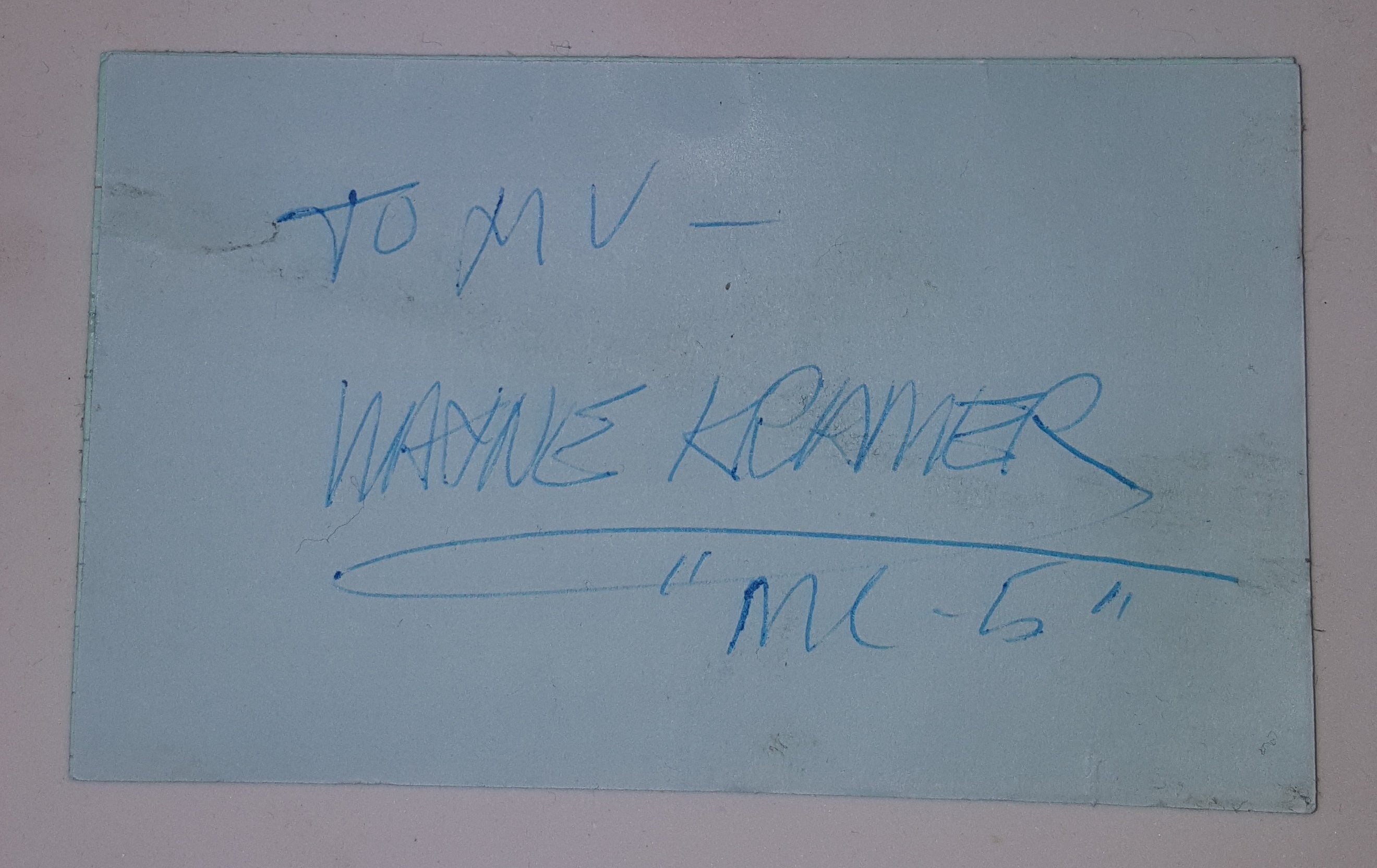 MC-5 LEGENDARY GUITARIST SINGER WAYNE KRAMER HAND SIGNED CARD