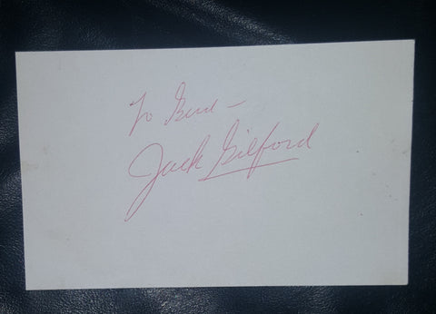 COMEDY ACTOR JACK GILFORD HAND SIGNED CARD  D.1990