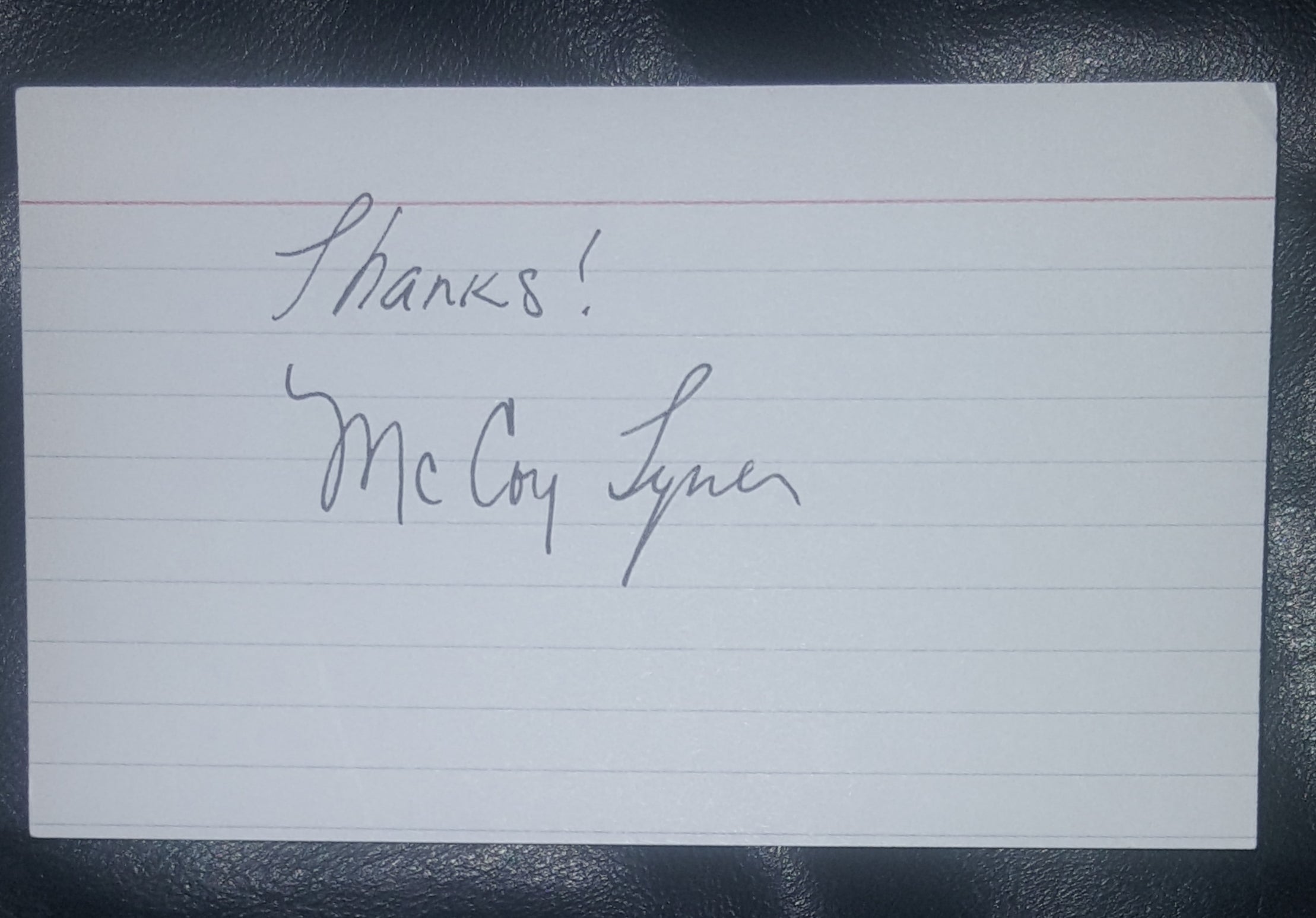 JAZZ LEGEND MCCOY TYNER HAND SIGNED CARD