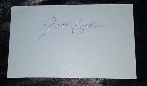 RARE BASEBALL HOF UMPIRE JOCKO CONLAN HAND SIGNED CARD D.1989
