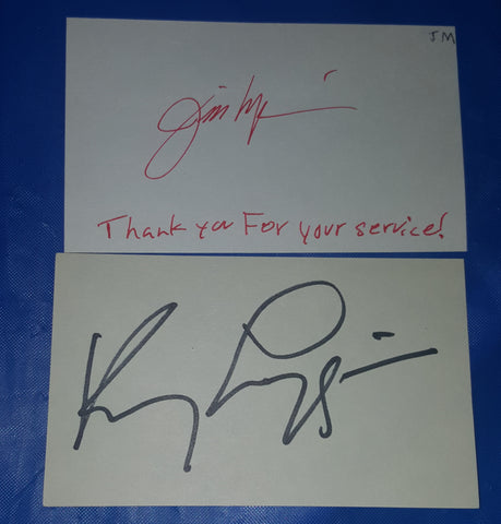 70'S ROCK DUO KENNY LOGGINS AND JIM MESSINA HAND SIGNED CARDS