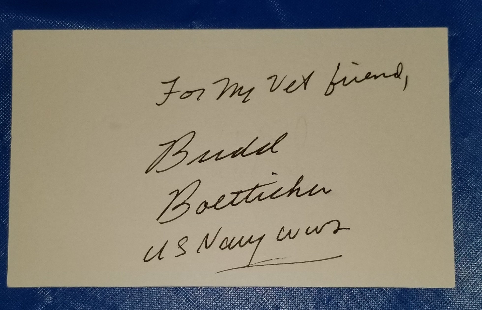 LOW BUDGET WESTERNS DIRECTOR BUDD BOETTICHER HAND SIGNED CARD D.2001