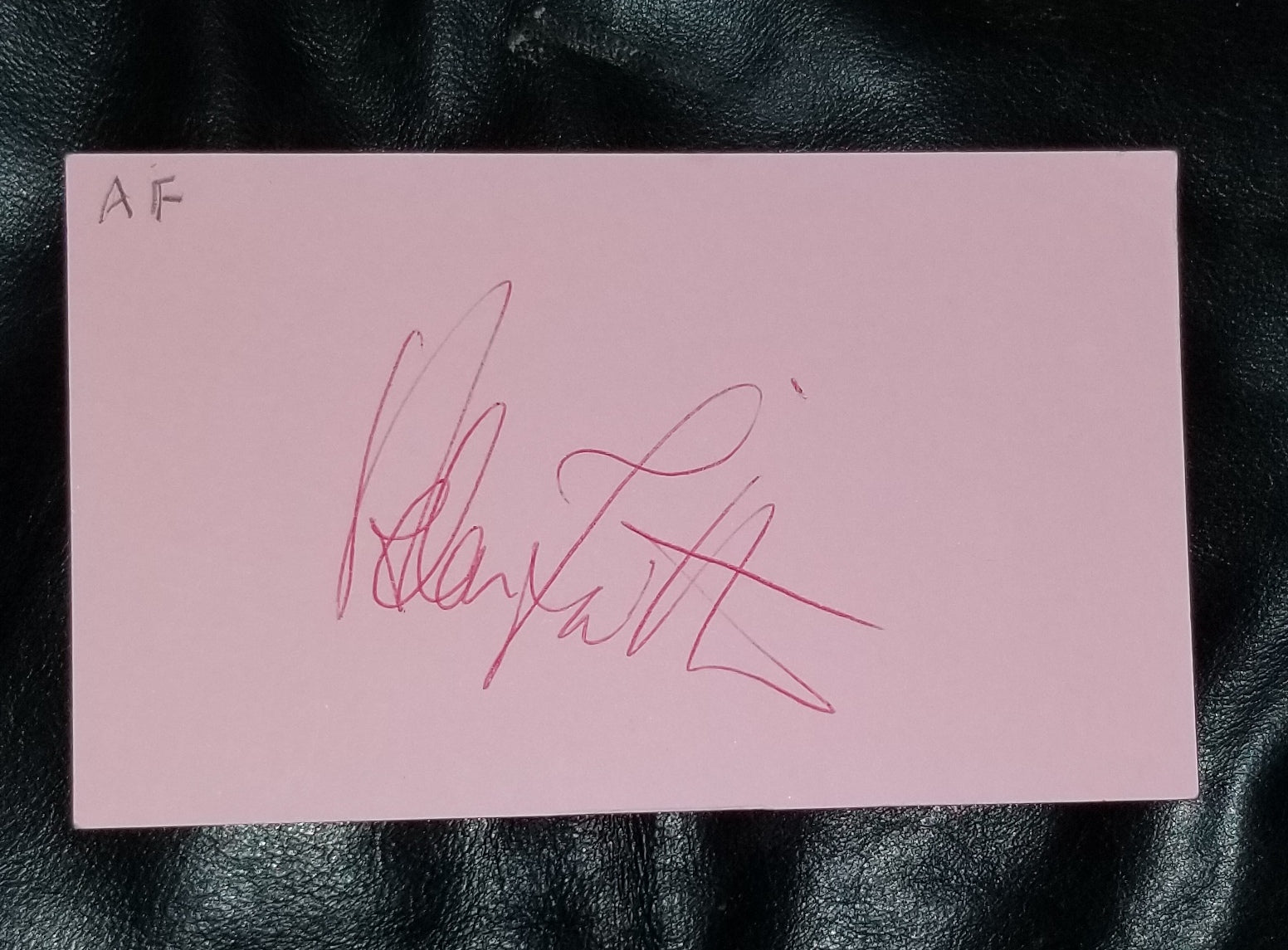 BRITISH POP SENSATION ADAM FAITH HAND SIGNED INDEX CARD D.2003