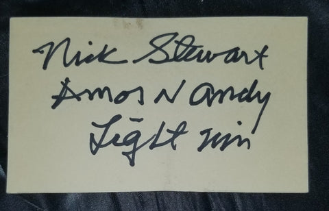 "LIGHTNIN" FROM AMOS N' ANDY SHOW ACTOR NICK STEWART HAND SIGNED CARD D.2000