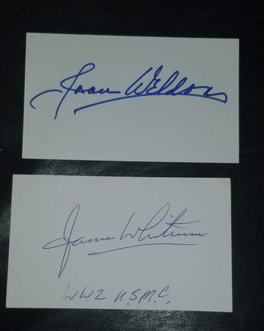 2X THEM! AUTOGRAPH LOT  JOAN WELDON JAMES WHITEMORE SIGNED CARDS