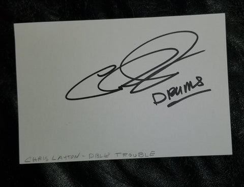 STEVIE RAY VAUGHN'S DRUMMER CHRIS LAYTON HAND SIGNED CARD