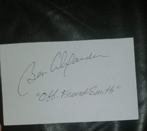 "DRAGNET" STAR BEN ALEXANDER HAND SIGNED INDEX CARD D.1969