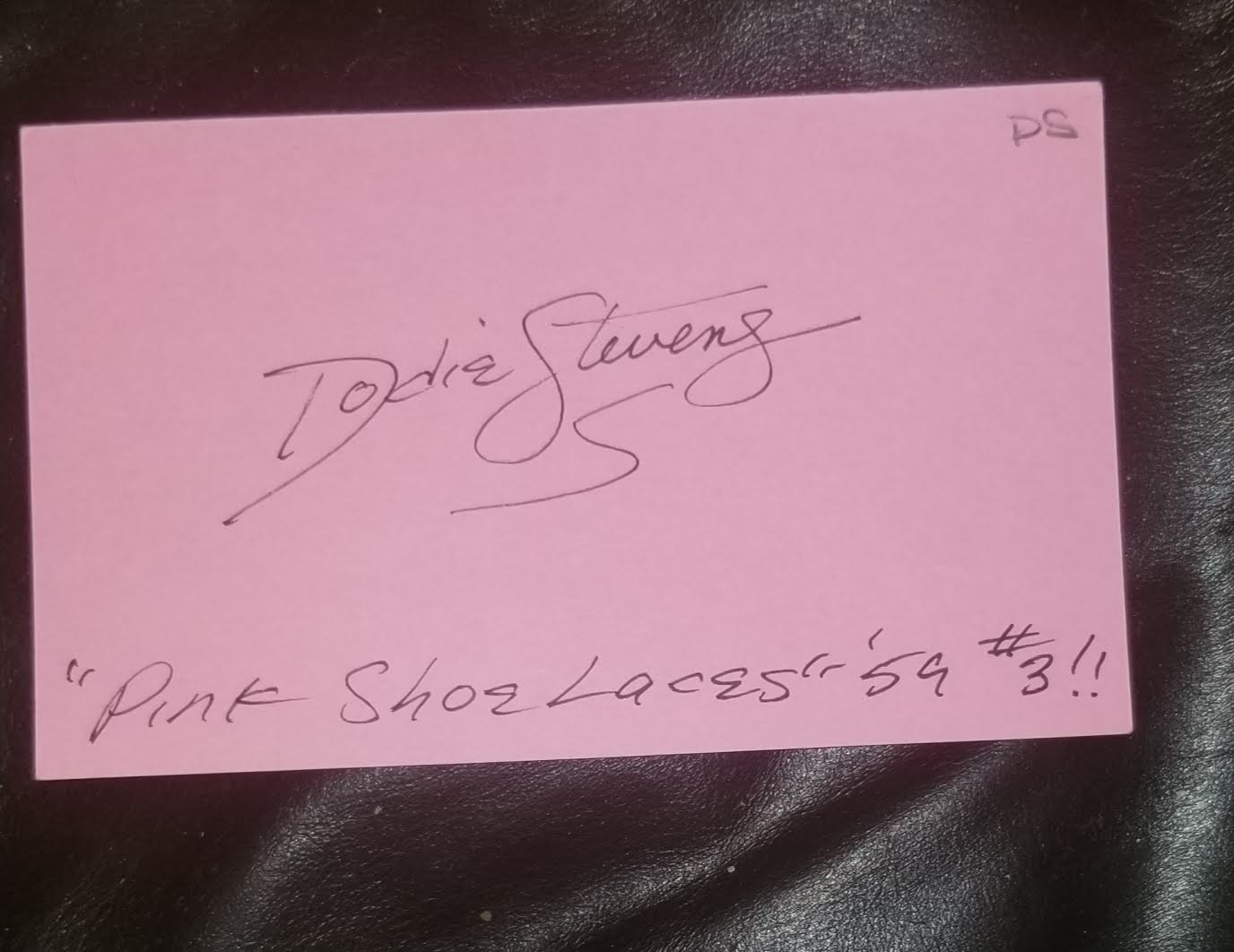 "PINK SHOELACES" SINGER DODIE STEVENS HAND SIGNED CARD