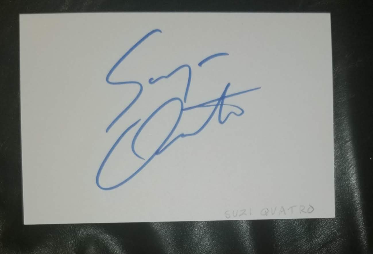 ROCK CHICK SUZI QUATRO HAND SIGNED CARD