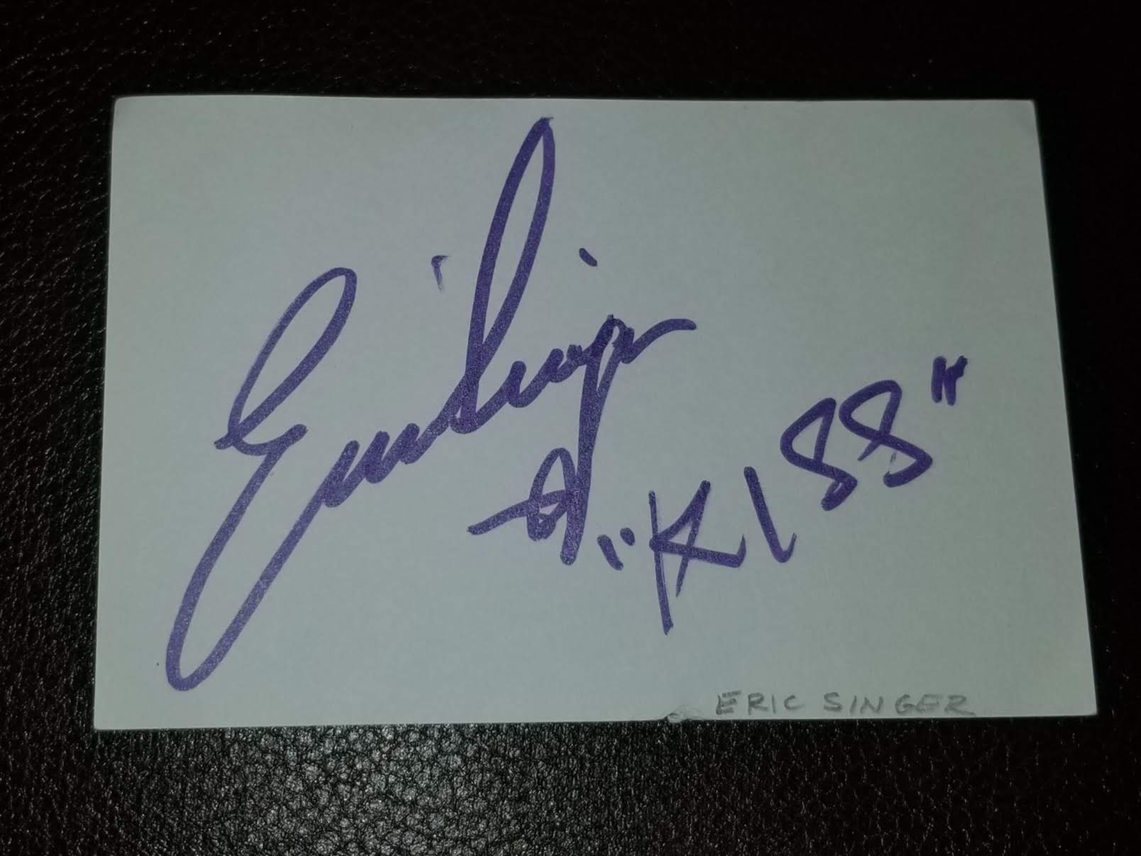 KISS DRUMMER ERIC SINGER HAND SIGNED CARD