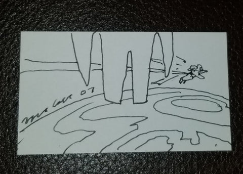 SPACE ARTIST ROBERT MCCALL HAND SIGNED SMALL DRAWING ON CARD D.2010