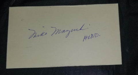 ACTOR WRESTLER MIKE MAZURSKI HAND SIGNED CARD D.1990