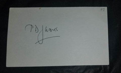 ENGLISH CRIME AUTHOR P. D. JAMES HAND SIGNED CARD