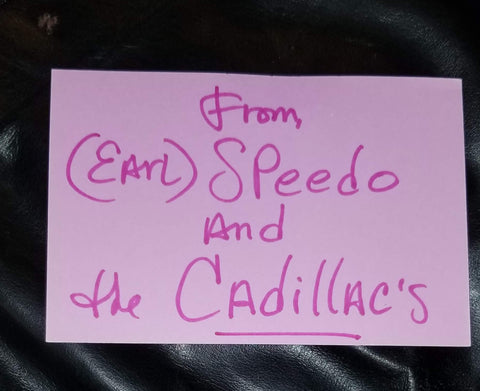 "THE CADILLAC'S" LEAD SINGER EARL "SPEEDO" CARROLL HAND SIGNED CARD D.2012