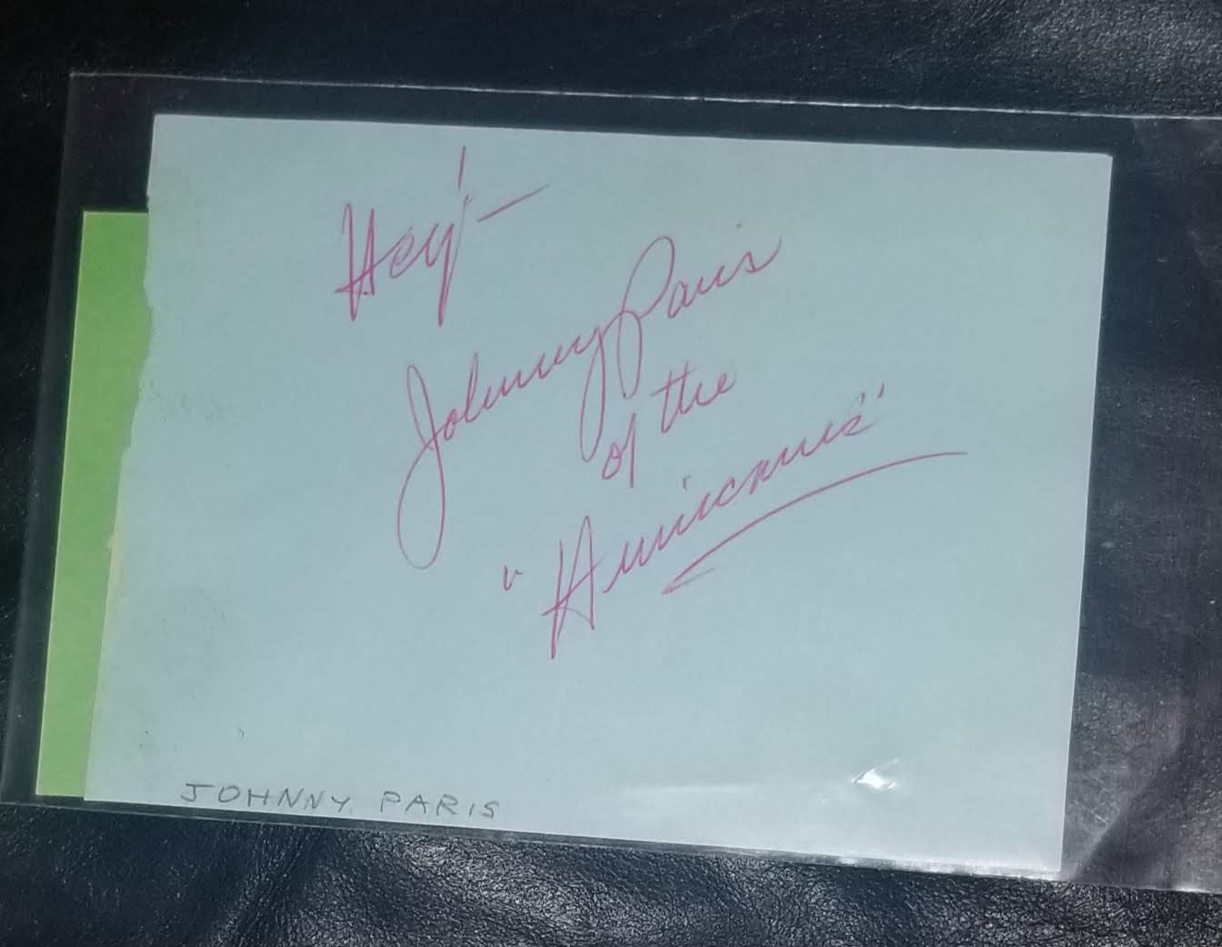 JOHNNY & THE HURRICANES LEADER JOHNNY PARIS (D.2006) SIGNED PAGE