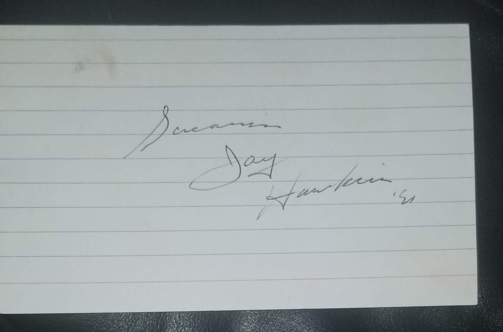 WILD R&B SINGER SCREAMIN' JAY HAWKINS HAND SIGNED CARD D.2000