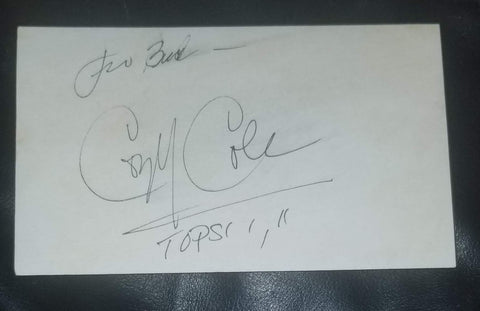 GREAT JAZZ DRUMMER COZY COLE HAND SIGNED CARD D.1981