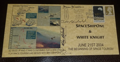 3X SPACESHIPONE HAND SIGNED LARGE FDC FIRST DAY COVER MIKE MELVILLE BRIAN BINNIE AND PETER SIEBOLD