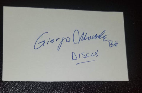 DISCO INNOVATOR GIORGIO MORODER HAND SIGNED CARD