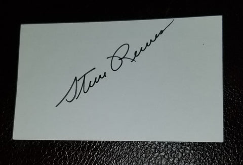 BODYBUILDER AND ACTOR STEVE REEVES HAND SIGNED CARD  D.2000