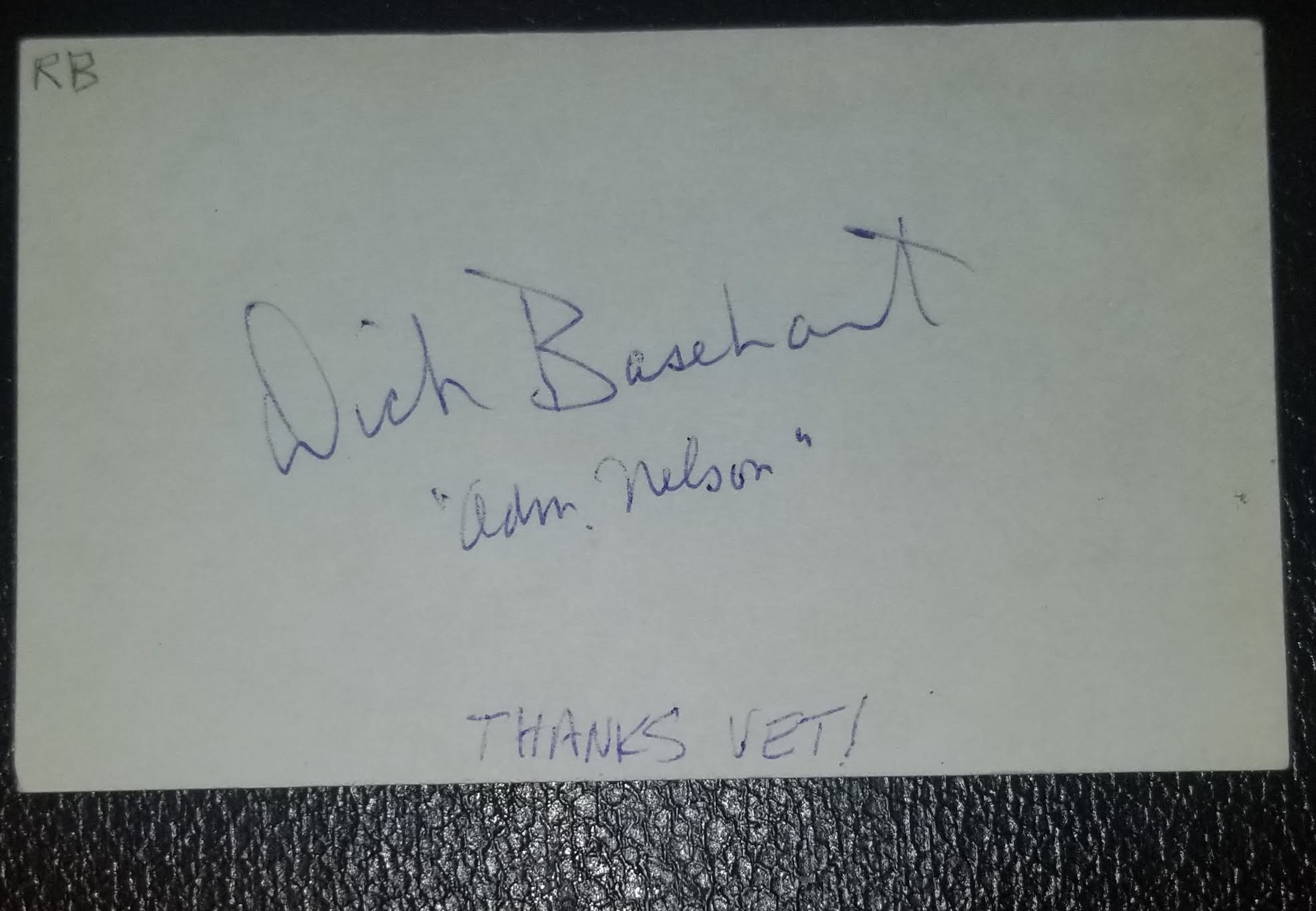 ACTOR RICHARD BASEHART HAND SIGNED CARD  D.1984