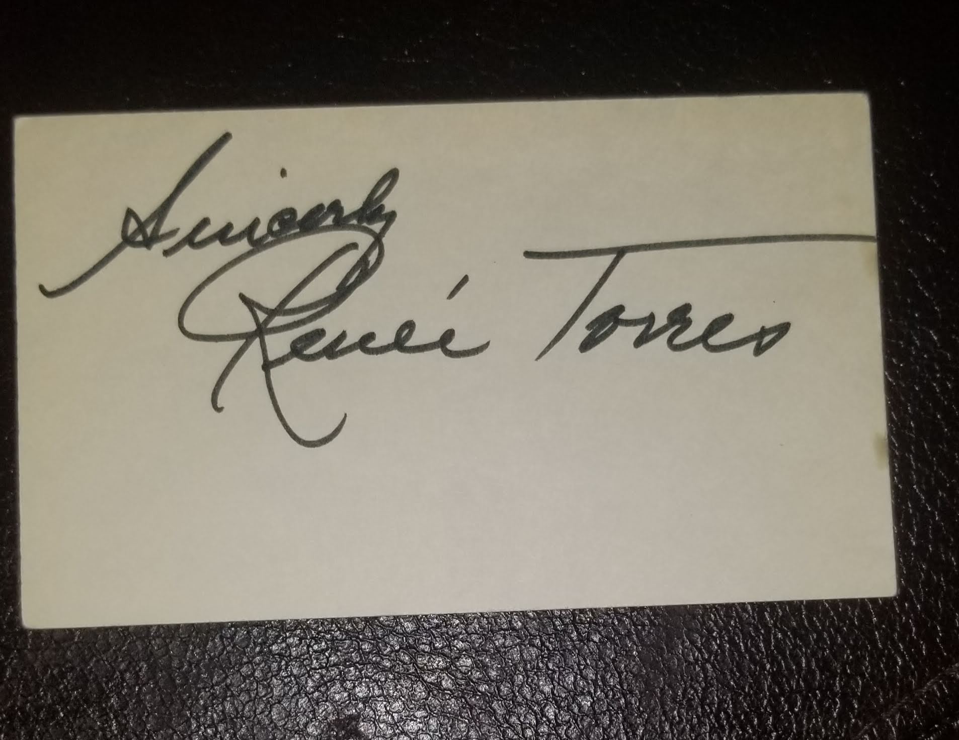 EARLY HOLLYWOOD ACTRESS RENEE TORRES HAND SIGNED CARD D.1998