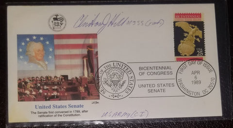 FORMER SECRET SERVICE AGENT CLINT HILL JFK ASSASSINATION HAND SIGNED FDC FIRST DAY COVER