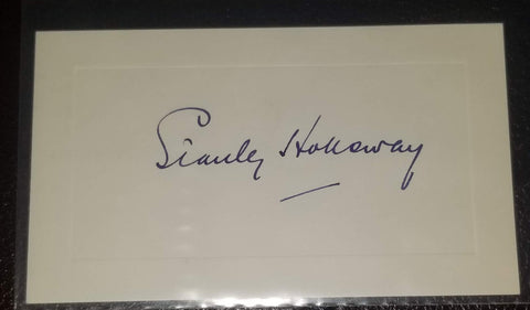 BRITISH ACTOR STANLEY HOLLOWAY HAND SIGNED VINTAGE CARD D.1982