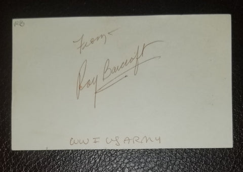 VILLIAN CHARACTER ACTOR ROY BARCROFT HAND SIGNED CARD D.1969