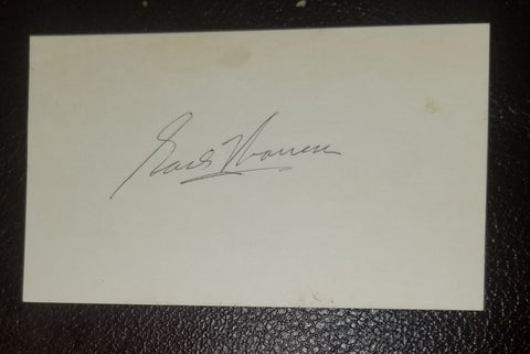 SUPREME COURT JUSTICE EARL WARREN HAND SIGNED CARD D.1974.