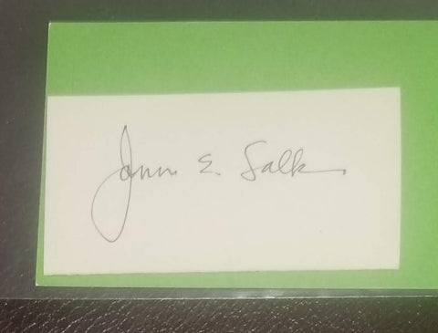POLIO VACCINE DISCOVER JONAS SALK HAND SIGNED SMALL CARD AND VINTAGE ENVELOPE FROM THE SALK INSTITUTED.1995