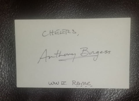 CLOCKWORK ORANGE AUTHOR ANTHONY BURGESS HAND SIGNED CARD D.1993