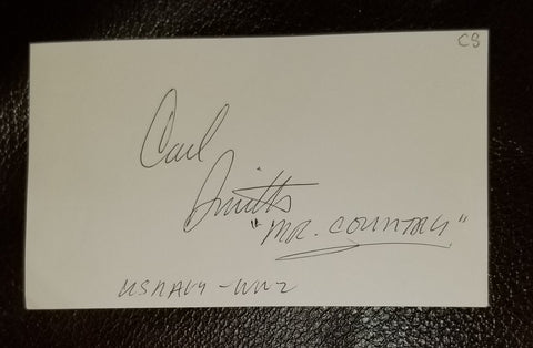 "MR. COUNTRY" SINGER CARL SMITH HAND SIGNED CARD D.2010